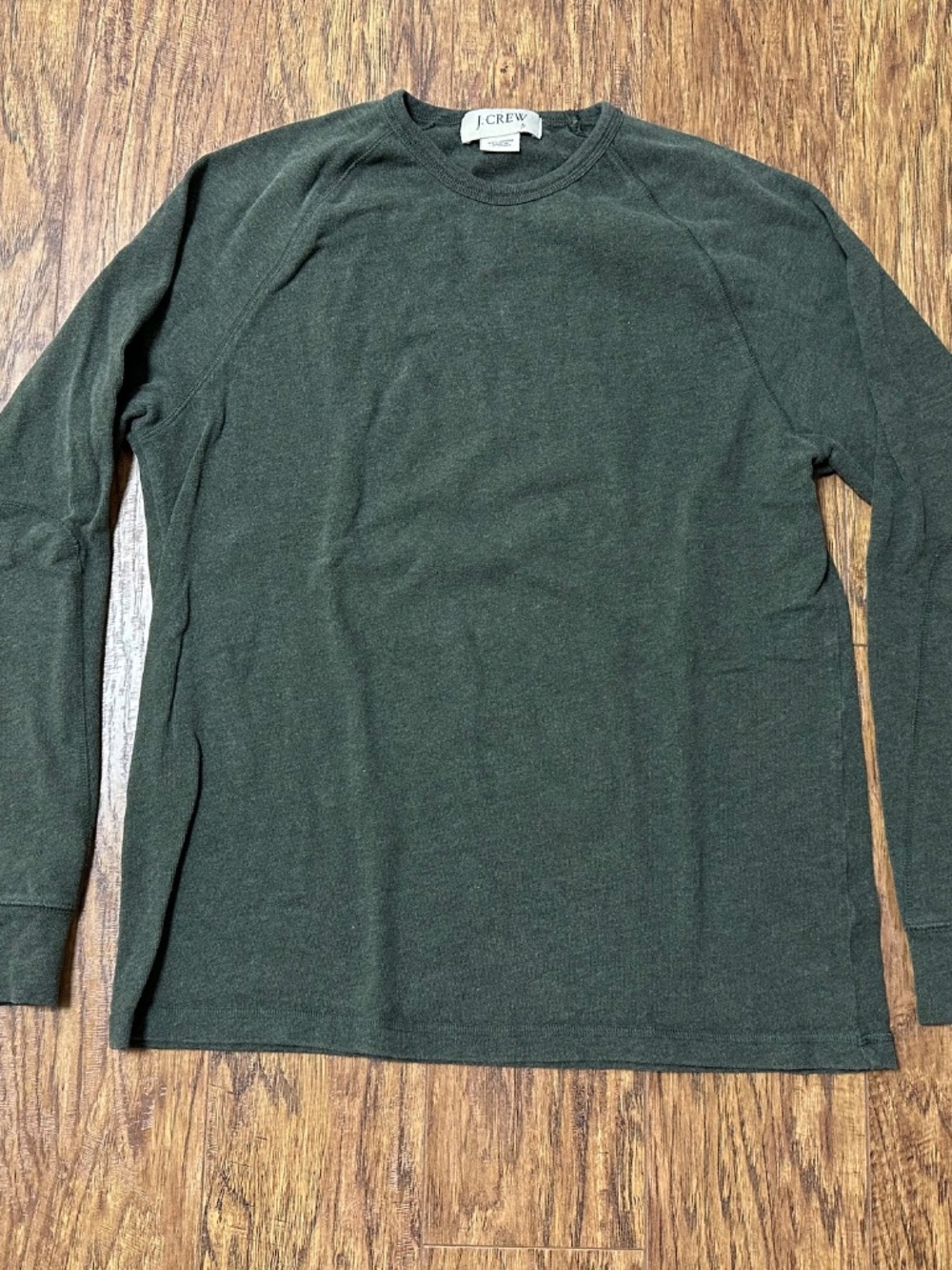 J. Crew Men's Heavy Crew Neck Long Sleeve Shirt Army Green Size Small